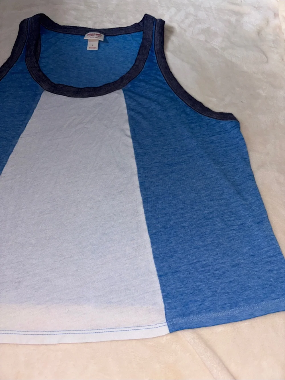 Mossimo Supply Co. Blue Colorblock Scoop Tank SZ L - Picture 4 of 7